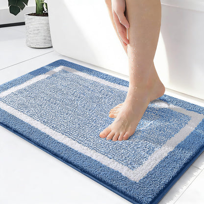 OLANLY Small Bathroom Rugs 24x16, Soft Absorbent Microfiber Bath Rugs, Grey
