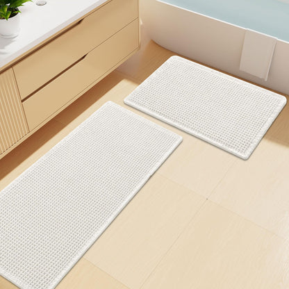 Smiry Waffle Bathroom Rugs Sets 2 Piece (30x20+24x16, Brown)