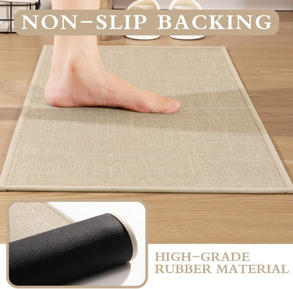 YIHOUSE Bathroom Rugs Thin Bath Mat Sets 2 Pieces Quick Dry,Beige