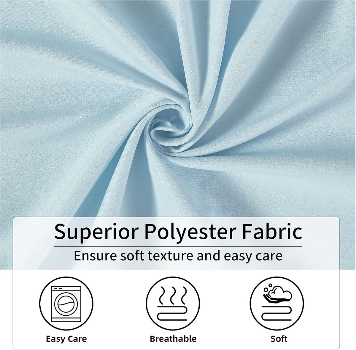 Light Blue Ruffle Shower Curtain Farmhouse Fabric Cloth Shower Curtains for Bathroom 72x72 Inches,Standard Size
