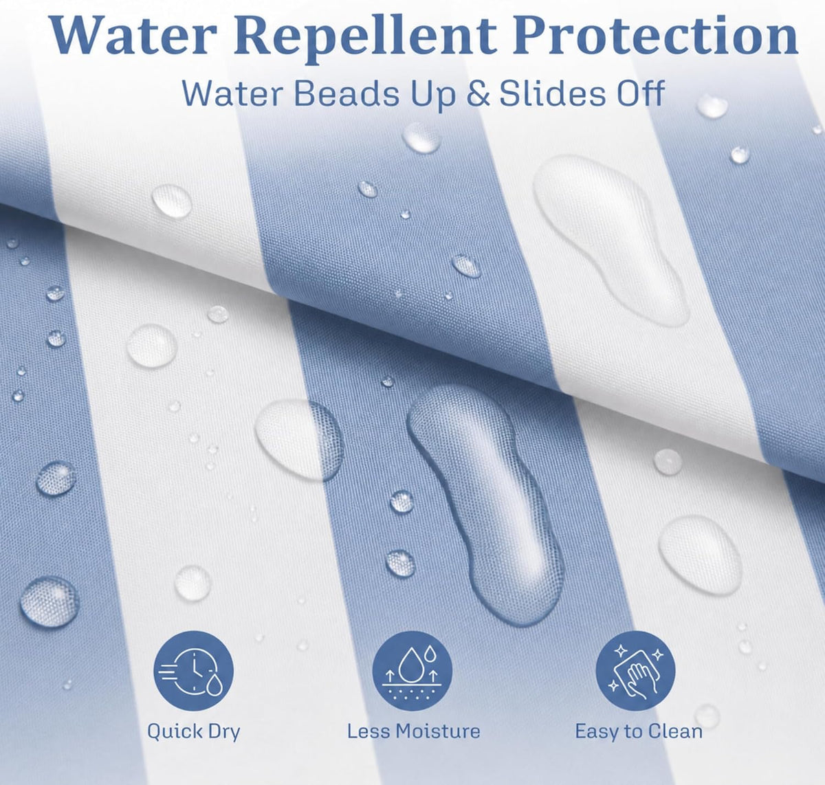 Ohocut Vertical Striped Shower Curtain, Cute Retro Vintage Blue Stripe Bathroom Shower Curtain, Waterproof Polyester Fabric Modern Bath Curtain for Bathroom 72x72 Inches Blue