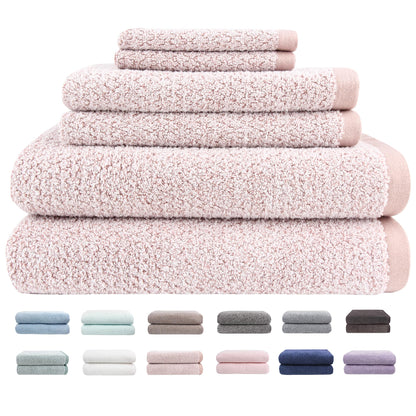 Everplush Diamond Jacquard 6 Pieces Bath Towel Set, Luxury Super Soft Oversized Towels, Highly Absorbent Diamond Jacquard Quick Dry Bath Towel for Bathroom Navy Blue Towel Set