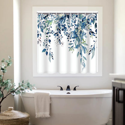 Blue and Green Eucalyptus Shower Window Curtain 40x36 Inch