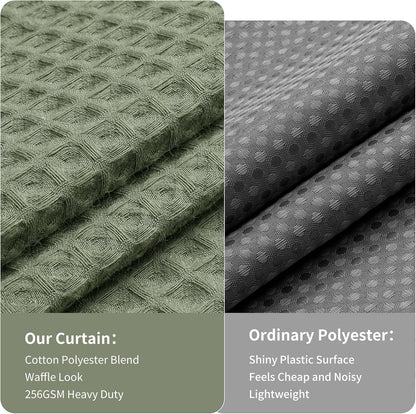 Colorful Star 256GSM Cotton Waffle Shower Curtain, Sage Green, 72 x 72