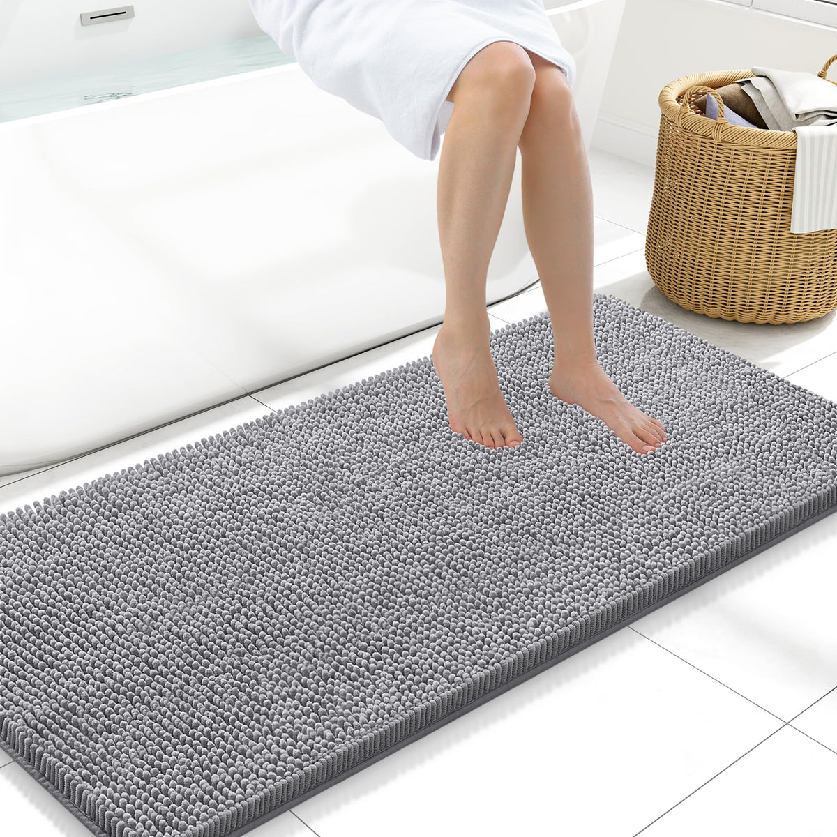 Arotive Bathroom Rugs 24x16, Soft Absorbent Shaggy Chenille Bath Rugs
