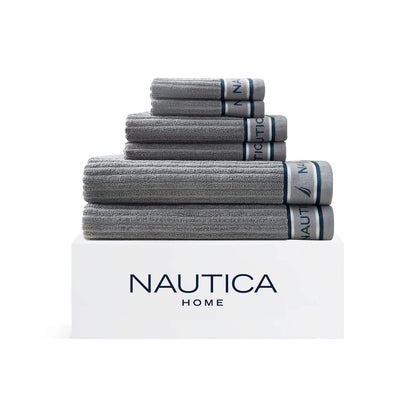 Nautica - Cotton Bath Towel Set with Hand Towels & Washcloths, 6-Piece Set