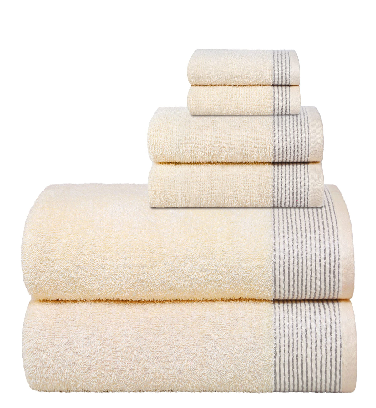 Belizzi Home 100% Cotton Ultra Soft 6 Pack Towel Set, Contains 2 Bath Towels 28x55 inchs, 2 Hand Towels 16x24 inchs & 2 Washcloths 12x12 inchs, Compact Lightweight & Highly Absorbant - Black