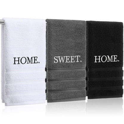 FuWeave 3 Pcs Black and White Hand Towels for Bathroom Home Love Family
