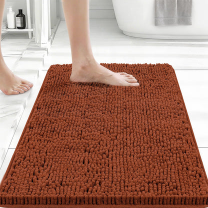 Bcoimo Small Bath Rug Mat,24x17 Chenille High Absorbent Latte Bathroom Mats