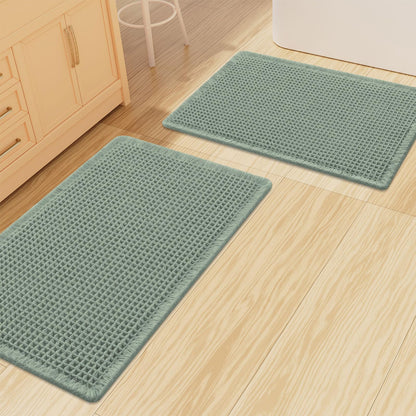 Smiry Waffle Bathroom Rugs Sets 2 Piece (30x20+24x16, Brown)