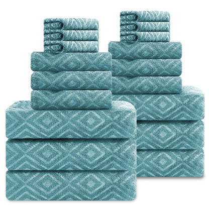 Smuge 18-Piece Bath Towel Set, Include 6 Bath Towel Sheets, 6 Hand Towels and 6 Washcloths - Highly Absorbent Quick Dry 100% Microfiber,Ultra Soft Bathroom Towel Set (Dark Gray)