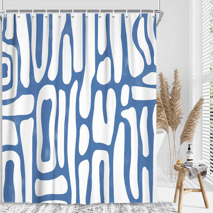 Bondjos Abstract Sage Green Shower Curtain,Boho Modern Geometric Line Art Decor,Abstract Minimalist Farmhouse Style Shower Curtain for Bathroom，Waterproof Polyester Fabric Bathroom Curtain,72x72 Inch
