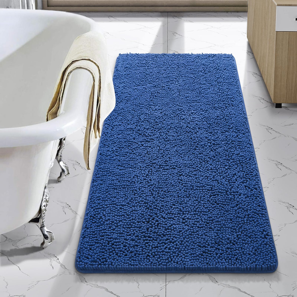LOCHAS Luxury Bathroom Rug Shaggy Bath Mat 24 x 60 Inch, Gray