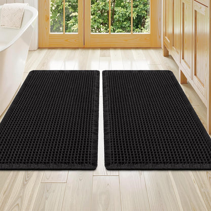Smiry Waffle Bathroom Rugs Sets 2 Piece (30x20+24x16, Brown)