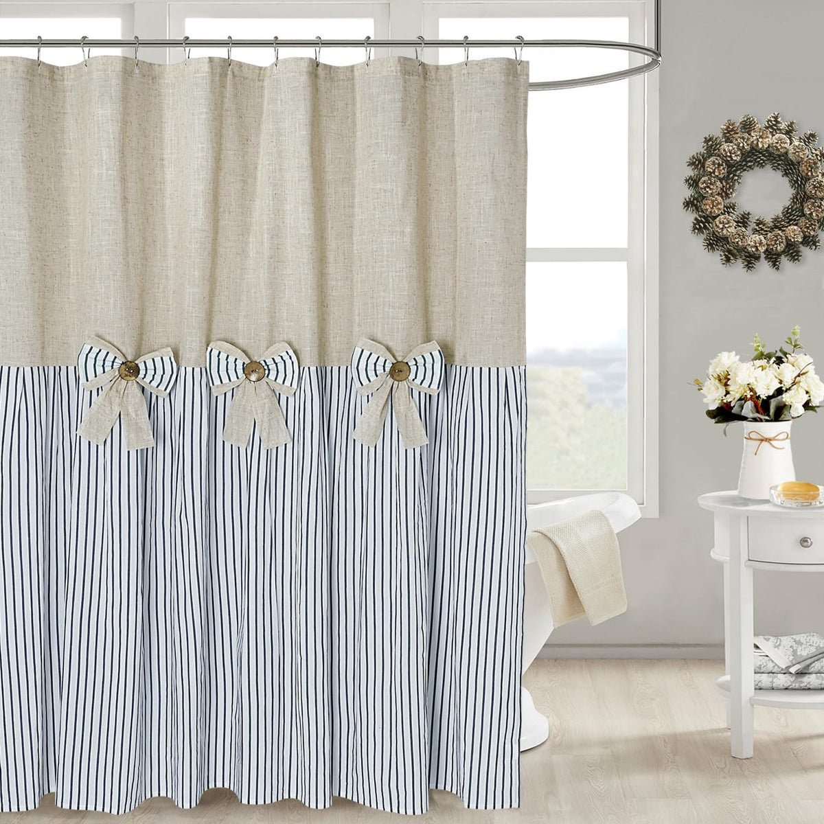 DOSLY IDÉES Farmhouse Black Shower Curtain, 72x72 inch