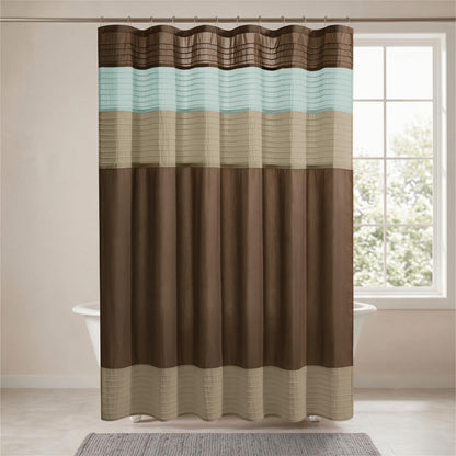 Madison Park Amherst 72 x 72 Bathroom Shower Curtain, Faux Silk, Black