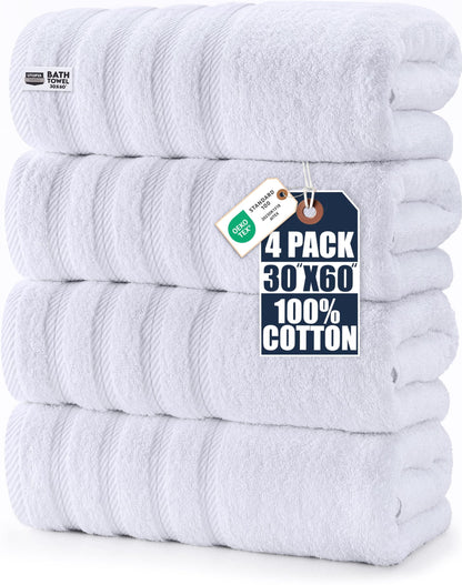 Utopia Towels 4 Pack XL Bath Towels, 30x60 in, Cotton, Grey