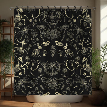 Black Goth Witchy Skull Shower Curtain Gothic Home Gift 72x72 Inches