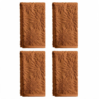 Artoid Mode 2 Pcs Olive Green 3D Dahlia Floral Jacquard Hand Towels for Bathroom, Cotton Soft Absorbent Bathroom Decor Towels, 13.7 x 29.5 Inch