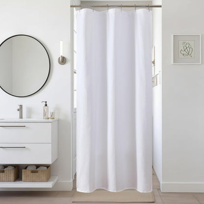 Pink Shower Curtain 72 Inch Length 1 Piece, Waffle Embossed Textured Soft Fabric Hotel Shower Curtain for Bathroom, Modern Polyester Water Repellent Machine Washable Bath Decor, 72Wx72L Inches