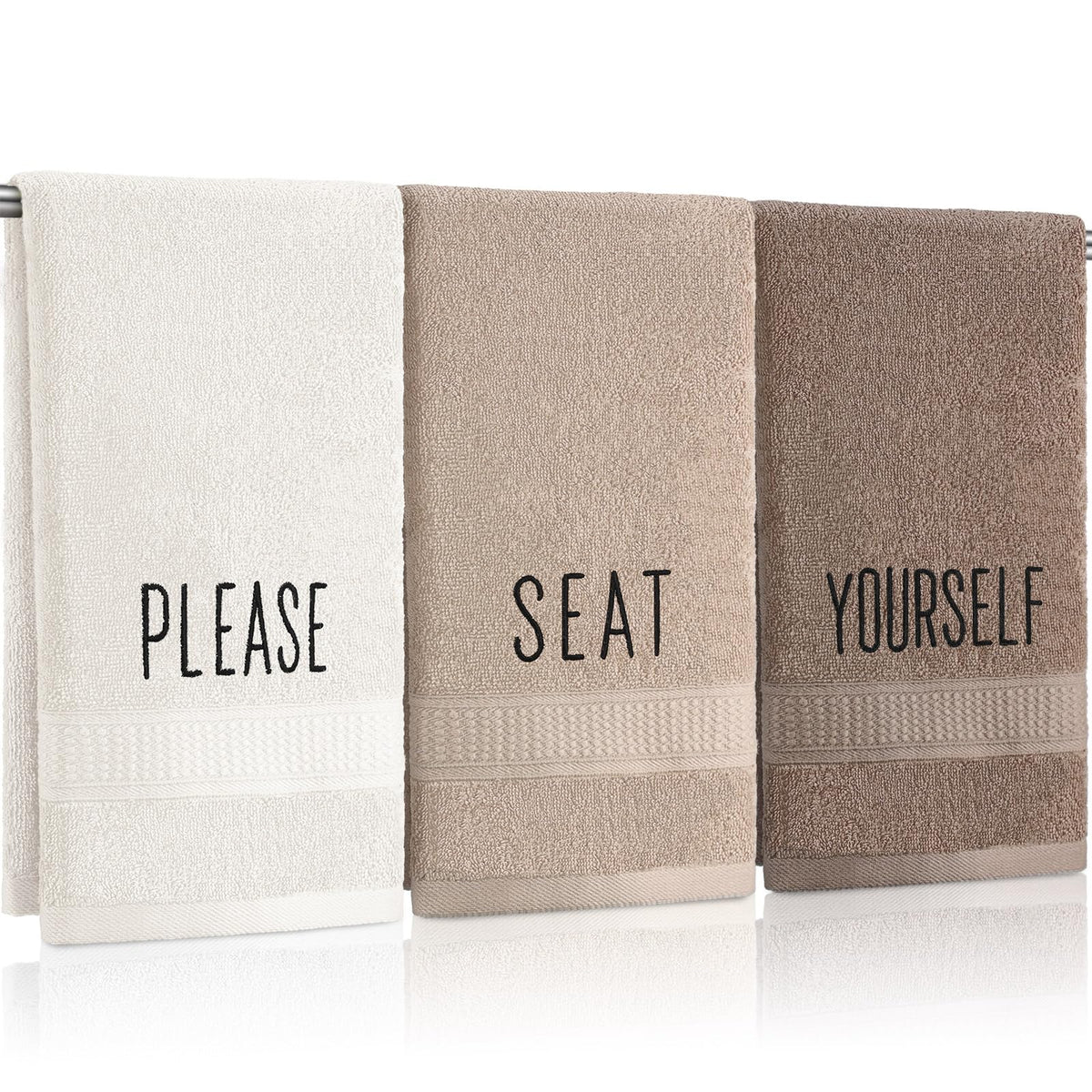FuWeave 3 Pcs Black and White Hand Towels for Bathroom Home Love Family