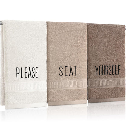 FuWeave 3 Pcs Black and White Hand Towels for Bathroom Home Love Family