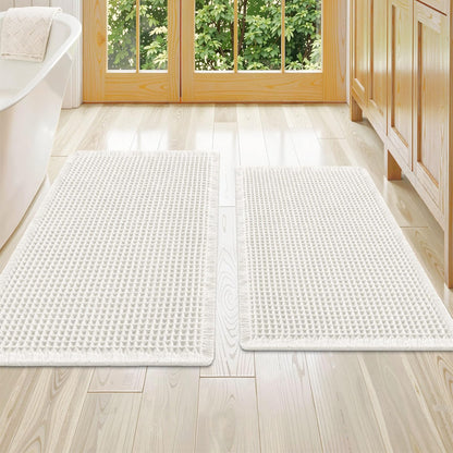 Smiry Waffle Bathroom Rugs Sets 2 Piece (30x20+24x16, Brown)