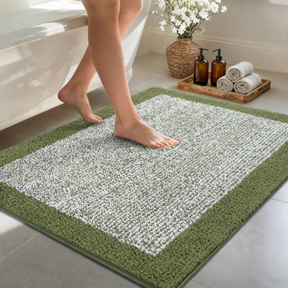 Long 2x4 Ft (48''x24'') Bathroom Rugs, Non Slip Washable Bath Mat Grey