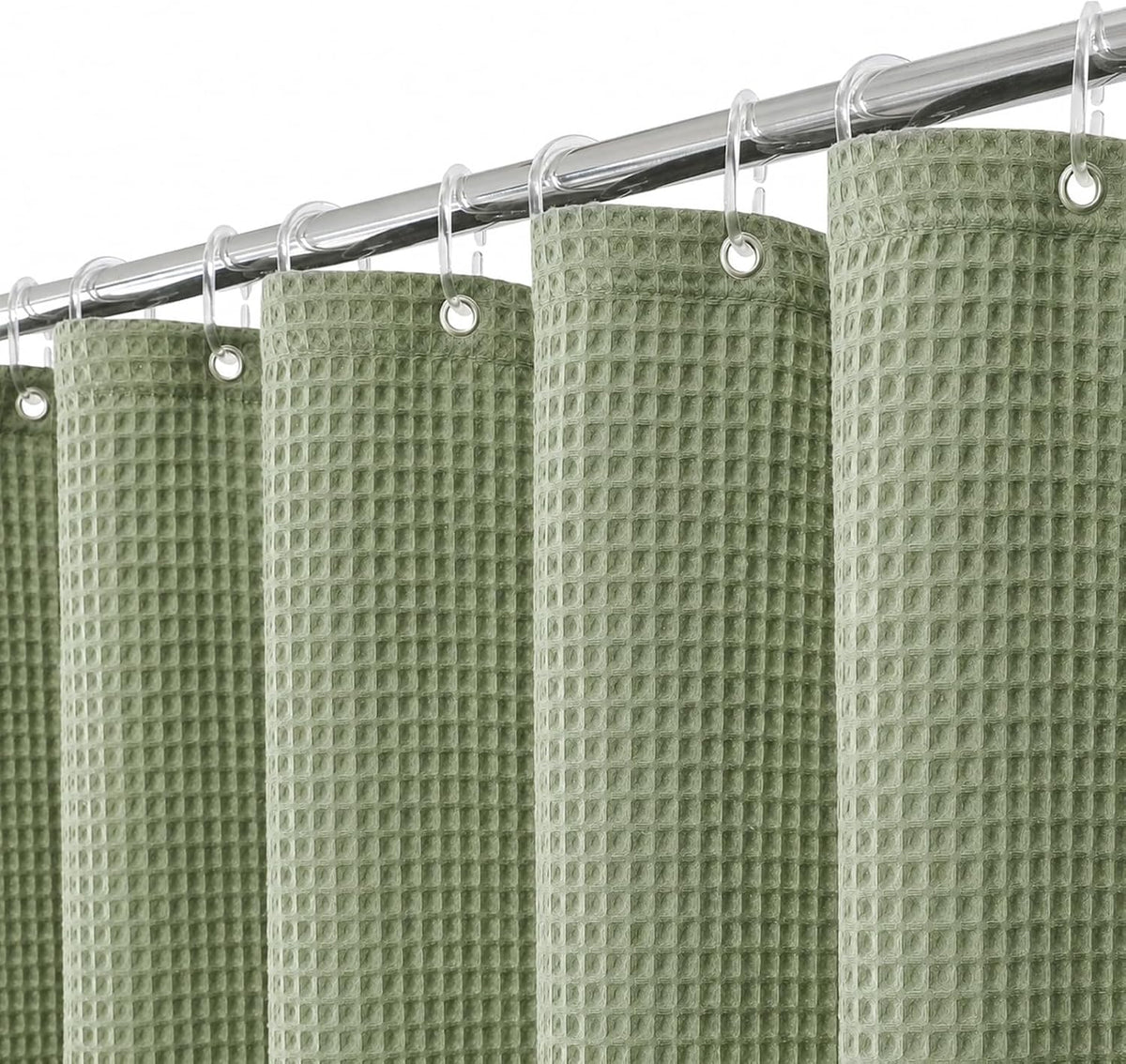 Colorful Star 256GSM Cotton Waffle Shower Curtain, Sage Green, 72 x 72