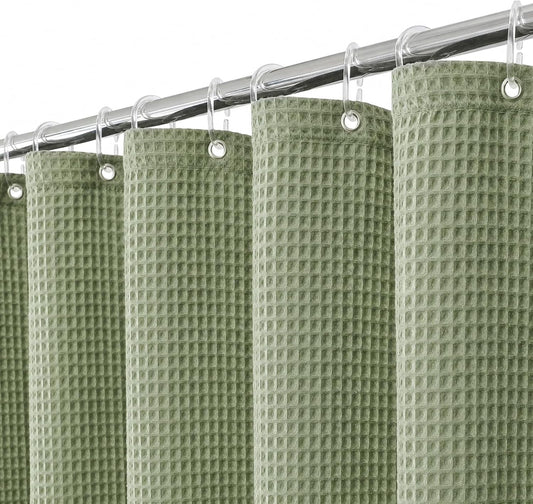 Colorful Star 256GSM Cotton Waffle Shower Curtain, Sage Green, 72 x 72