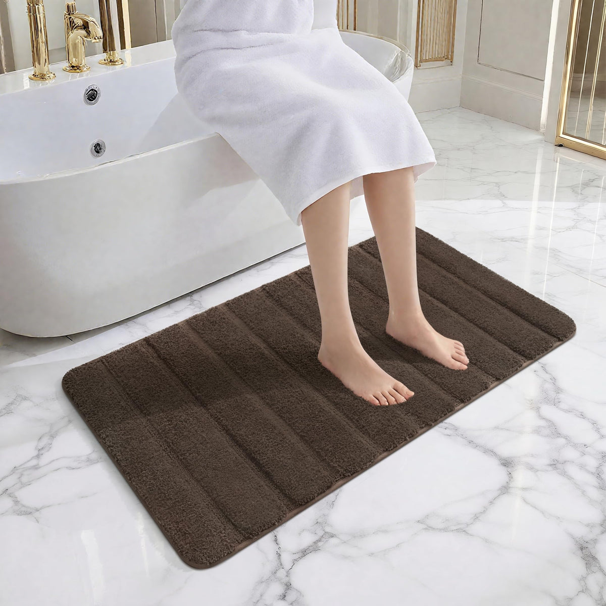 AROGAN Luxury Long Bathroom Runner Rugs 24x60 Inch Bath Rug Non Slip, Black