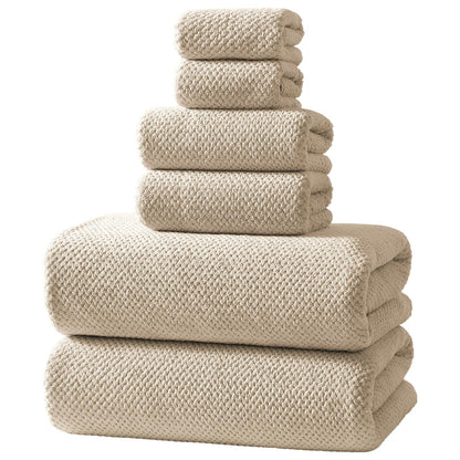 REDKISS 6-Piece Bath Towel Set - 2 Washcloths, 2 Hand Towels, 2 Bath Towels | Ultra-Fiber Coral Fleece, Super Absorbent, No Lint & No Fading | Perfect for Bathroom, Spa, Gym | Family -Olive Green