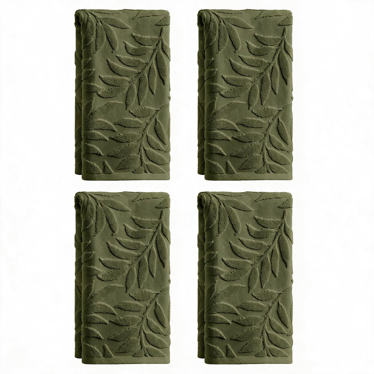 Artoid Mode 2 Pcs Caramel 3D Leaves Jacquard Hand Towels for Bathroom, 100% Cotton Soft Absorbent Bathroom Decor Towels, 13.7 x 29.5 Inch