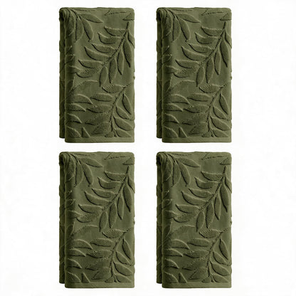 Artoid Mode 2 Pcs Caramel 3D Leaves Jacquard Hand Towels for Bathroom, 100% Cotton Soft Absorbent Bathroom Decor Towels, 13.7 x 29.5 Inch
