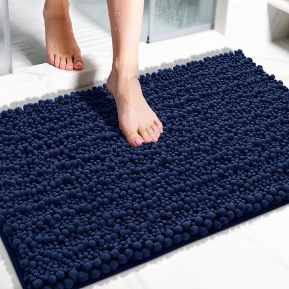 Yimobra Bathroom Rugs Non Slip Washable 32x20 Inch - Ultra Soft Absorbent Chenille Bath Mat, Quick Dry Shaggy Floor Carpet for Tub Shower, Gray Home Decor Accessories
