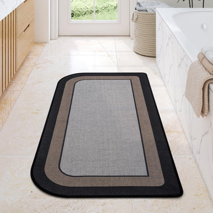 YDKGL Half Circle Bath Mat, Non Slip Thin Bathroom Rugs, Brown 16x24