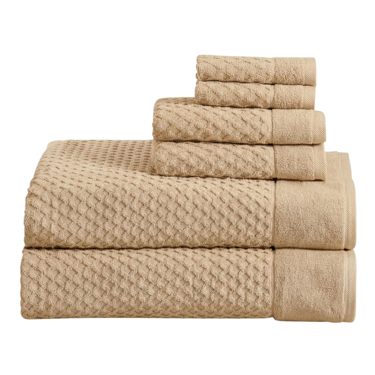Great Bay Home Bath Towels - 100% Cotton 6 Piece Towel Set - Diamond Waffle Weave - Absorbent, Durable, Quick-Dry Towels for Bathroom (Copper)