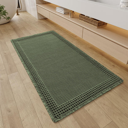 RESARE Waffle Bathroom Runner Rugs, Non Slip Boho Bath Mat 24"x72" Brown