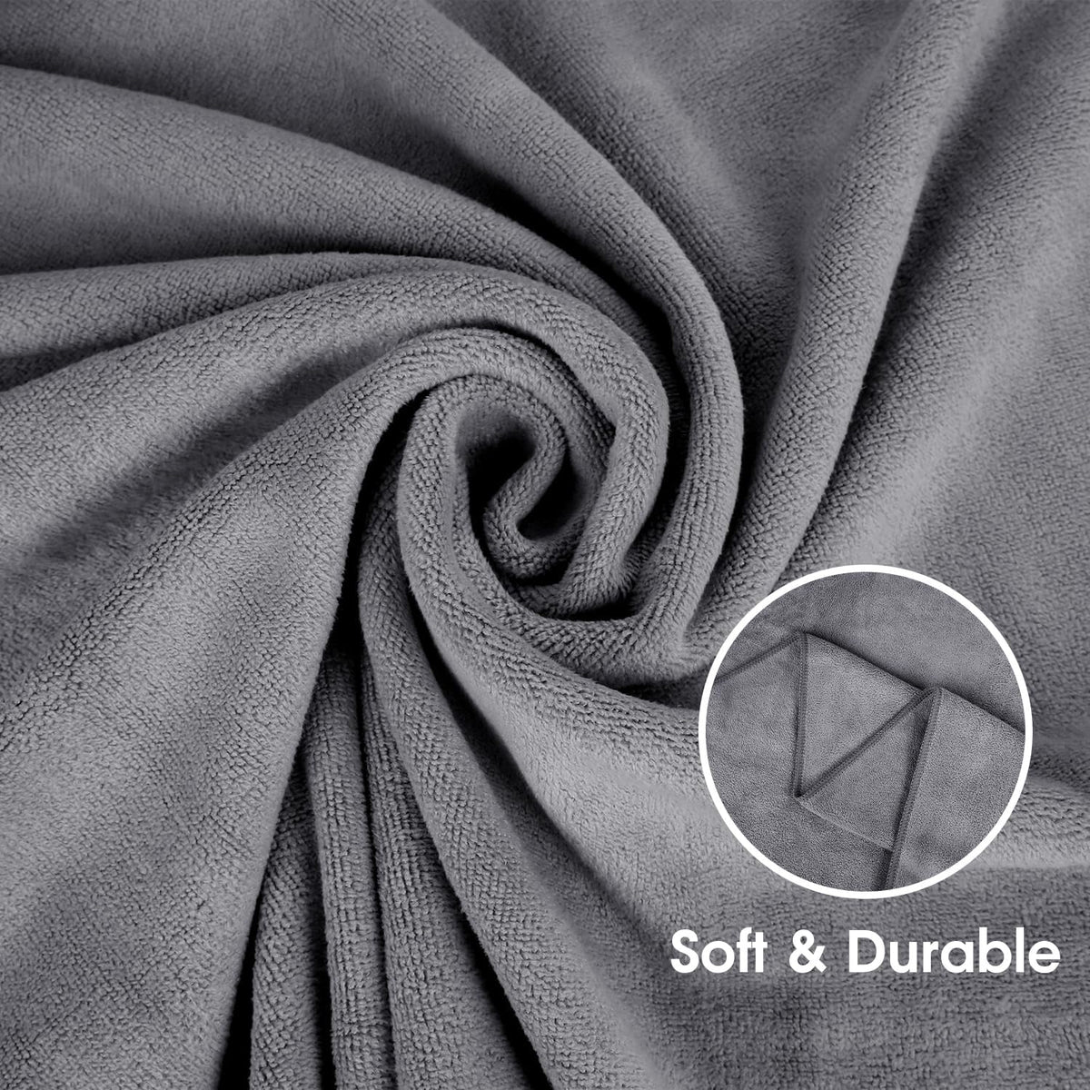 JML Microfiber Bath Towels, Bath Towel Set (6 Pack, 27" x 55") - Extra Absorbent and Fast Drying,Multipurpose Microfiber Towel for Bath, Beach, Pool, Sports, Yoga - Grey