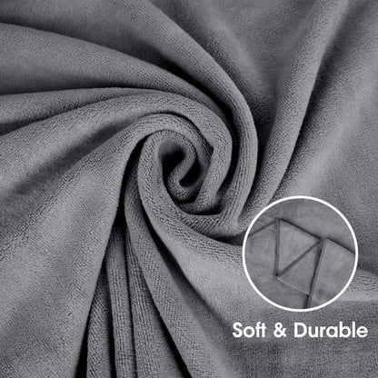 JML Microfiber Bath Towels, Bath Towel Set (6 Pack, 27" x 55") - Extra Absorbent and Fast Drying,Multipurpose Microfiber Towel for Bath, Beach, Pool, Sports, Yoga - Grey