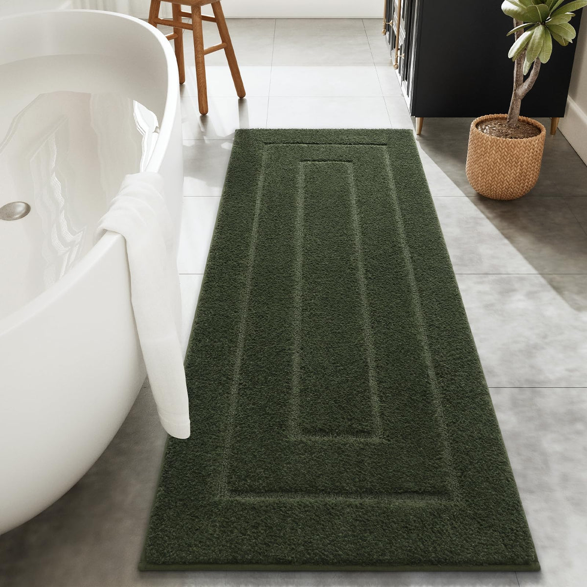 HOMORE Black Bathroom Rug 24x60 Inch Soft Absorbent Bathroom Runner Rug