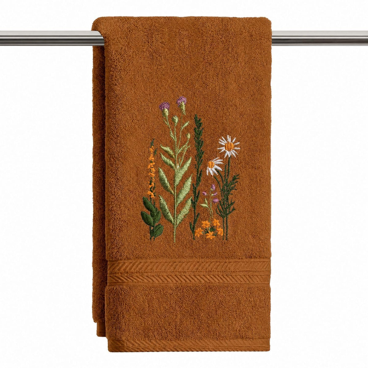 Artoid Mode 2 Pcs Beige Wildflower Floral Embroidered Hand Towels for Bathroom, 100% Cotton Soft Absorbent Farmhouse Decor Towels, 13.7 x 29.5 Inch
