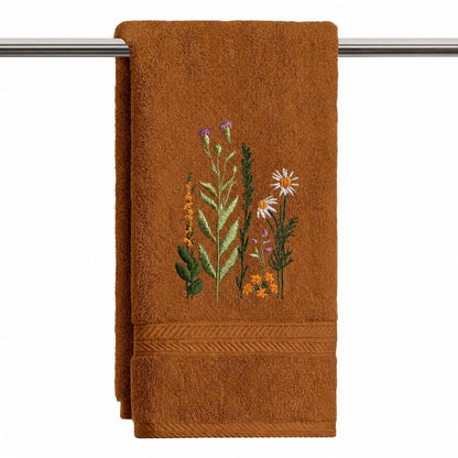 Artoid Mode 2 Pcs Beige Wildflower Floral Embroidered Hand Towels for Bathroom, 100% Cotton Soft Absorbent Farmhouse Decor Towels, 13.7 x 29.5 Inch