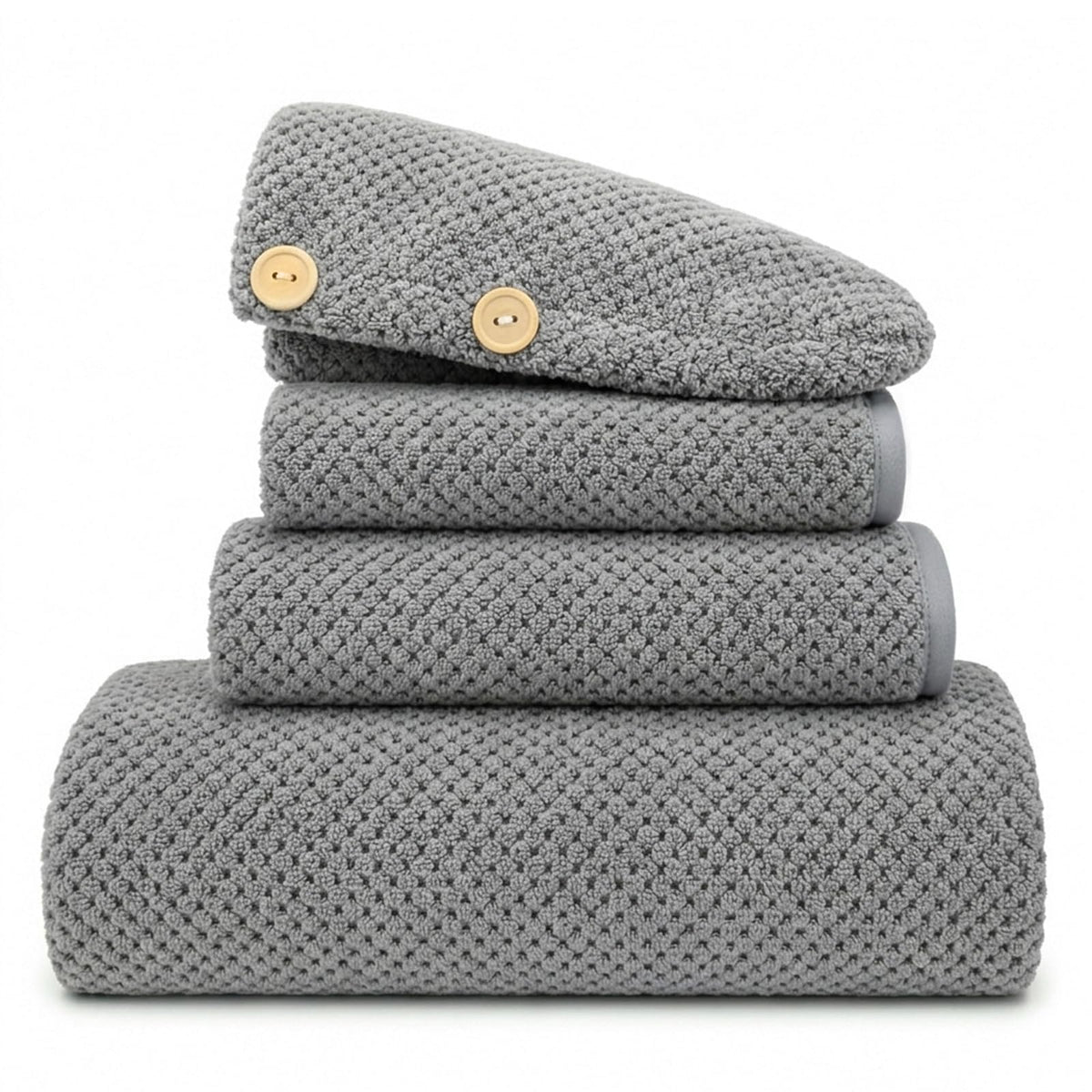 Oversize Bath Towels for Bathroom 35x70 Inches, 4-Piece Bathroom Set (1 Bath Towel, 1 Hair Towel, 1 Hand Towel, 1 Washcloth) Towels for Bathroom Set Soft and Absorbent Shower Towels Khaki