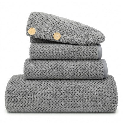 Oversize Bath Towels for Bathroom 35x70 Inches, 4-Piece Bathroom Set (1 Bath Towel, 1 Hair Towel, 1 Hand Towel, 1 Washcloth) Towels for Bathroom Set Soft and Absorbent Shower Towels Khaki