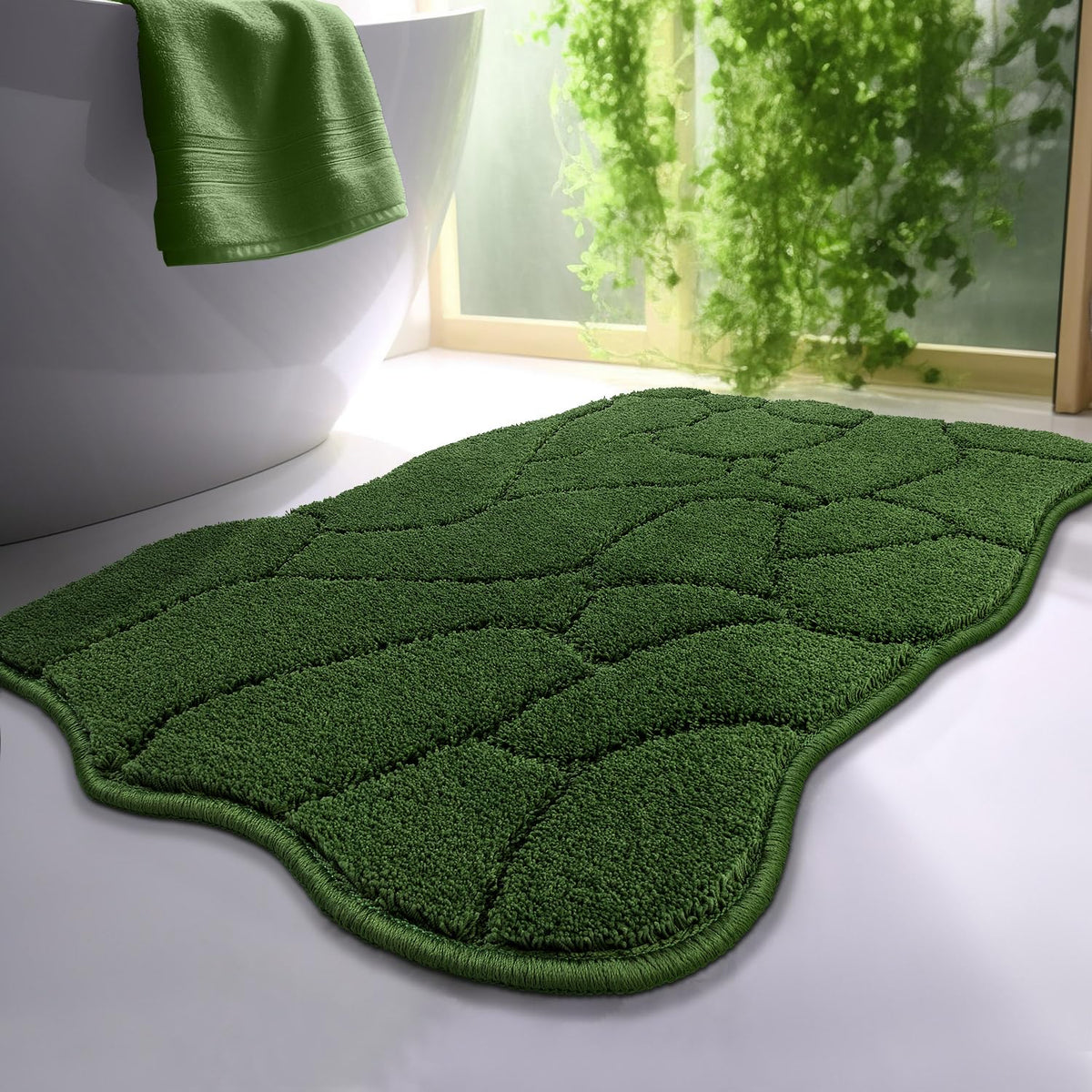 BSICPRO ‌Purple Bathroom Rugs, 24x36 Floral Bath Mats, French Rustic Style