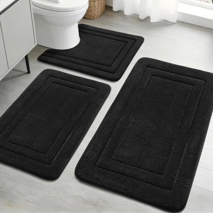 YIHOUSE 2-Piece Towel-Like Memory Foam Bathroom Rug Set, Dark Grey