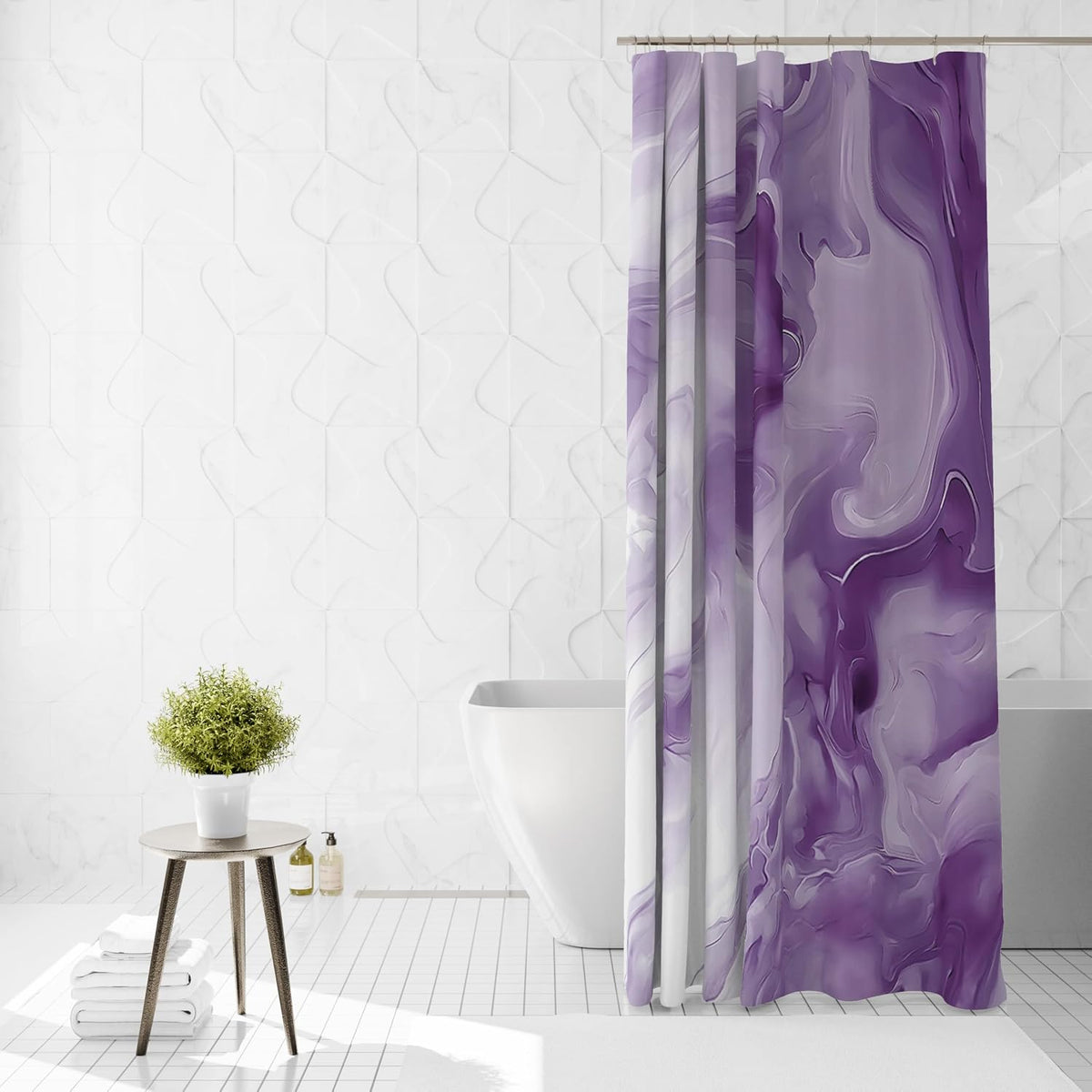 Shower Curtains Purple Marble Shower Curtain for Bathroom 72 X 72 Inch