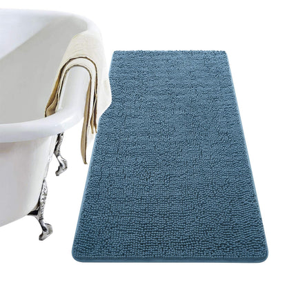 LOCHAS Luxury Bathroom Rug Shaggy Bath Mat 24 x 60 Inch, Gray