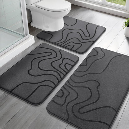 YIHOUSE Memory Foam Bathroom Rugs Sets 2 Piece, 32"x20"+24"x17", Dark Grey
